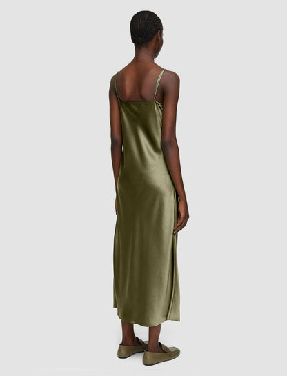 JOSEPH Fashion Women Silk Satin Clea Dress Dark Olive