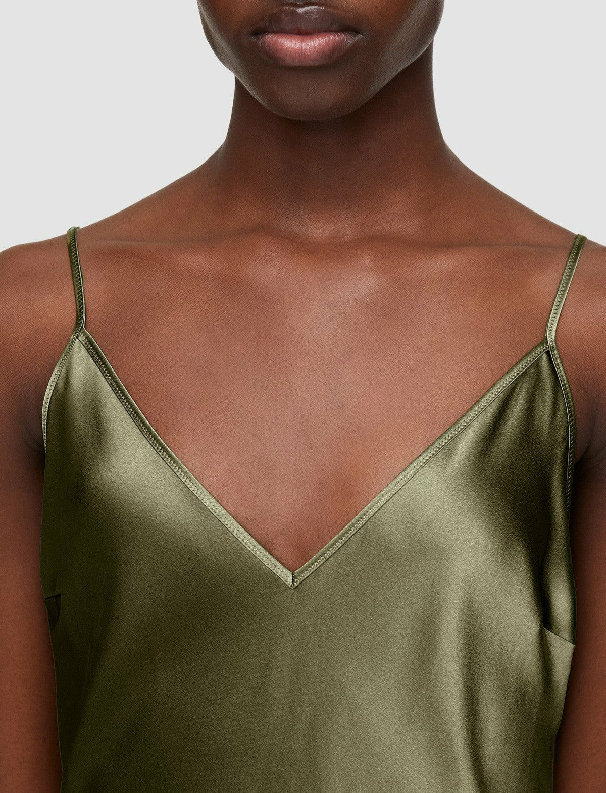 JOSEPH Fashion Women Silk Satin Clea Dress Dark Olive