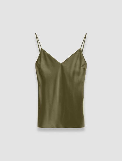 JOSEPH Fashion Women Clea Silk Satin Camisole Dark Olive