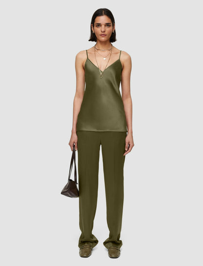 JOSEPH Fashion Women Clea Silk Satin Camisole Dark Olive