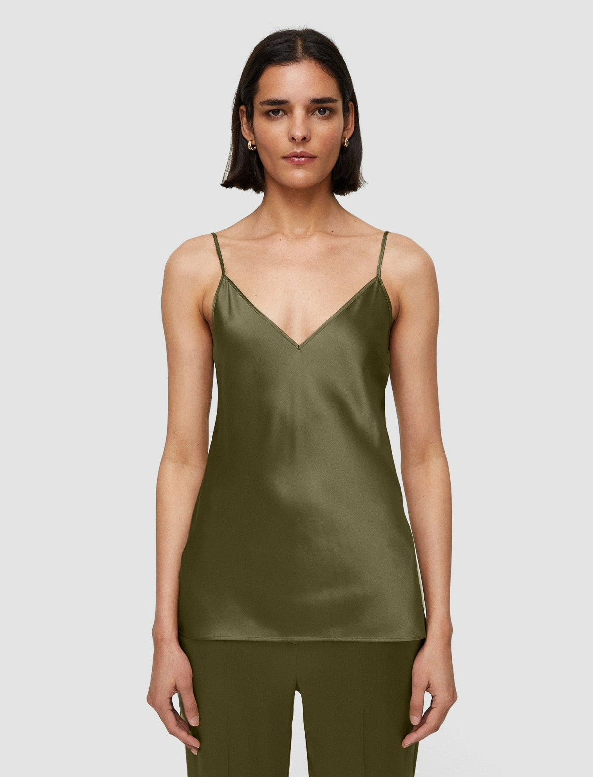 JOSEPH Fashion Women Clea Silk Satin Camisole Dark Olive