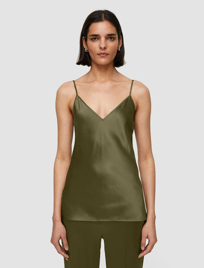 JOSEPH Fashion Women Clea Silk Satin Camisole Dark Olive