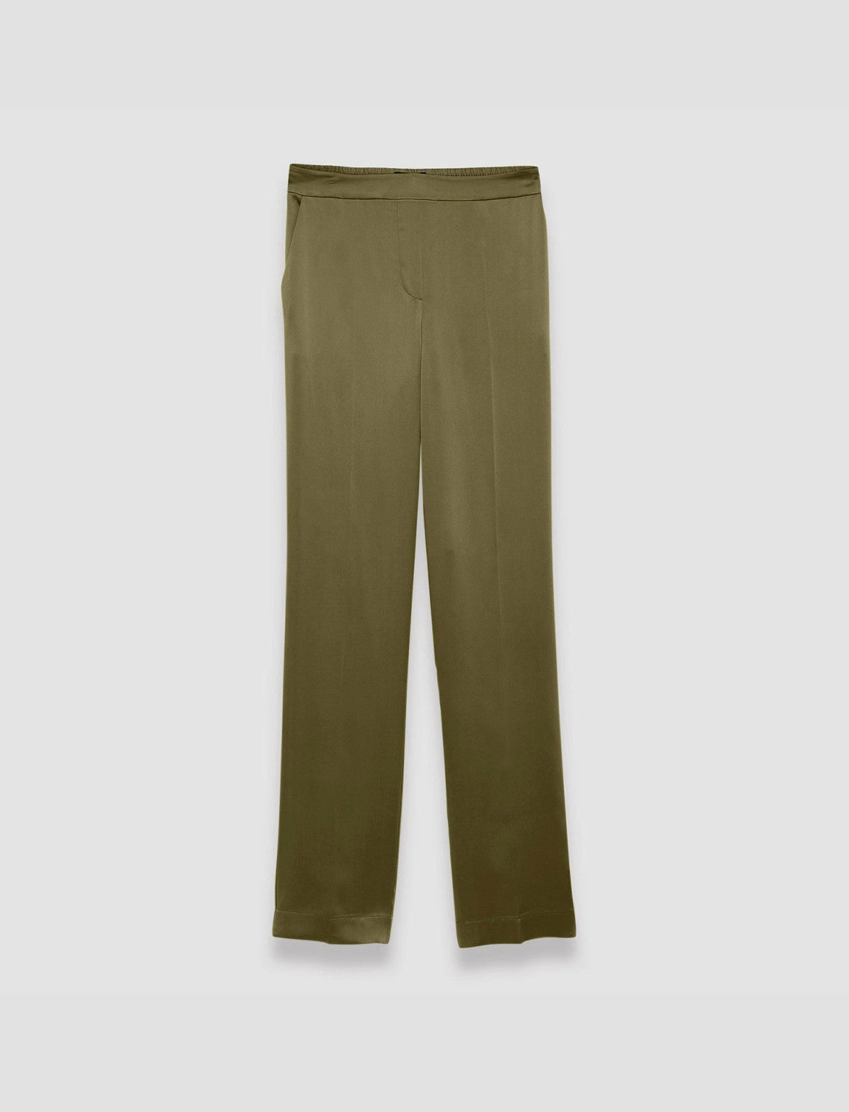 JOSEPH Fashion Women Tova Silk Satin Trousers Dark Olive