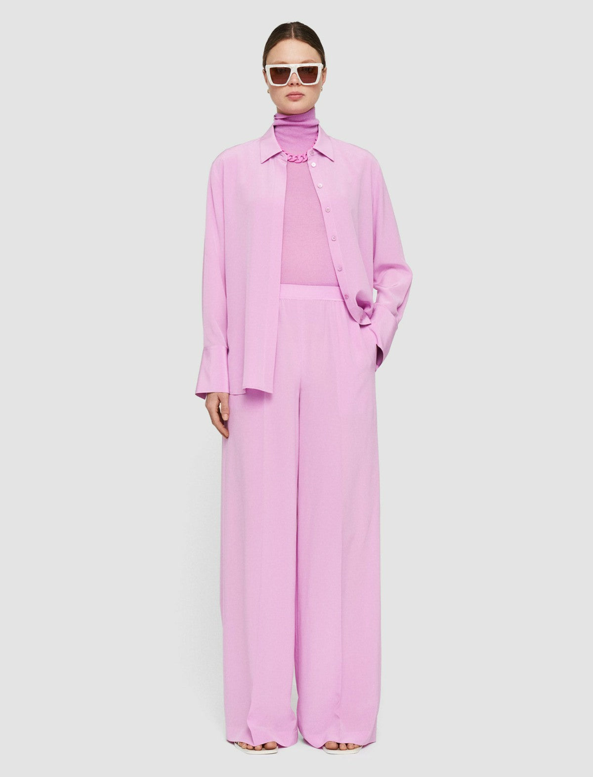 JOSEPH Fashion Women Hulin Crepe de Soie Silk Trousers Begonia Pink
