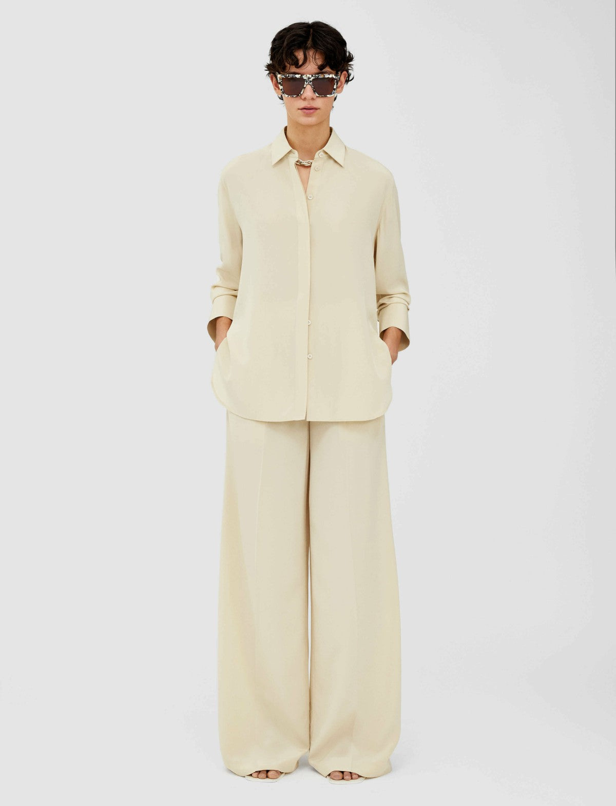 JOSEPH Fashion Women Hulin Crepe de Soie Silk Trousers Safari