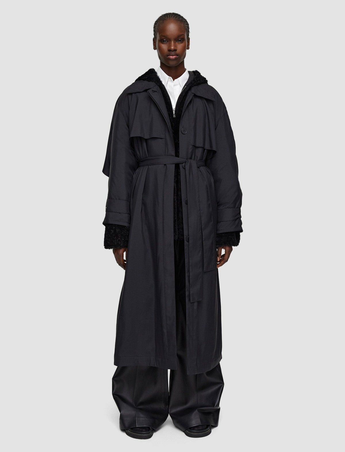 JOSEPH Fashion Women Silky Quilting Clovis Coat Black