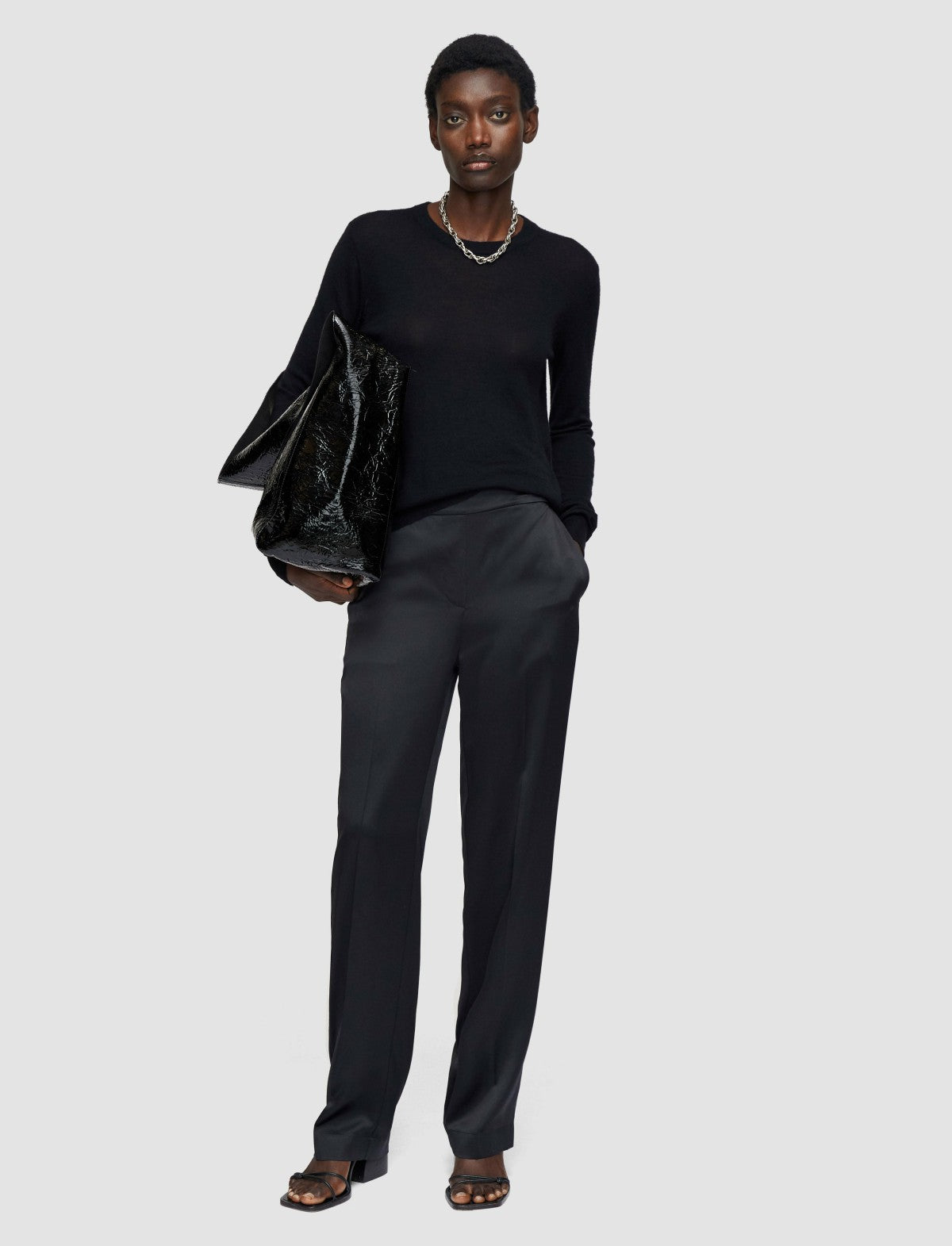 JOSEPH Fashion Women Tova Silk Satin Trousers Black