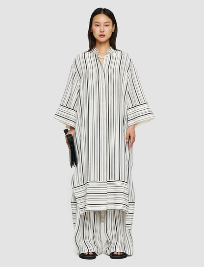 JOSEPH Fashion Women Silk Animation Darius Dress Oyster White/ Black