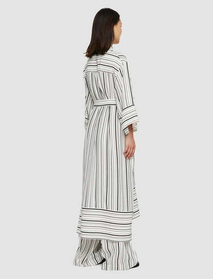 JOSEPH Fashion Women Silk Animation Darius Dress Oyster White/ Black