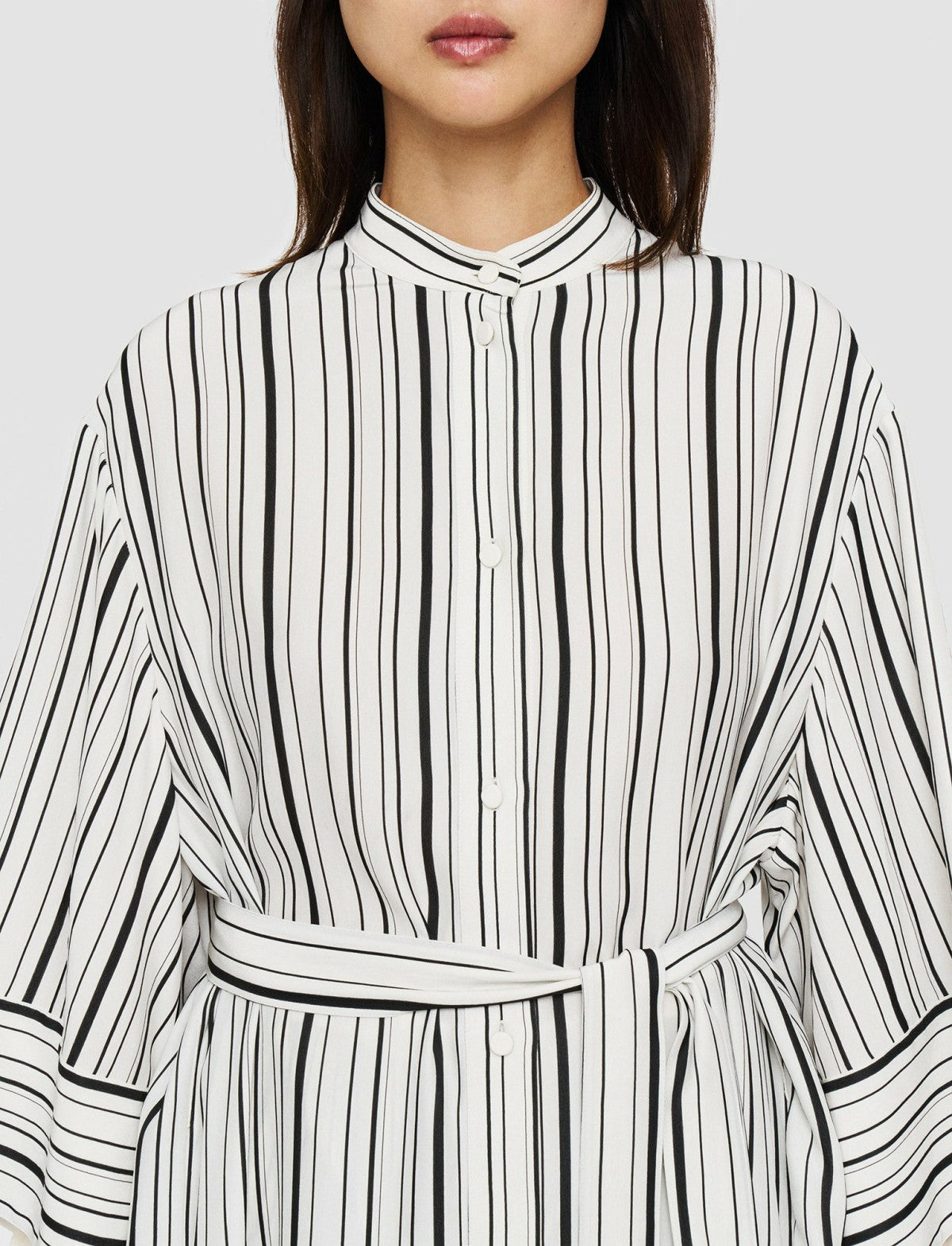 JOSEPH Fashion Women Silk Animation Darius Dress Oyster White/ Black
