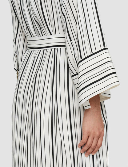 JOSEPH Fashion Women Silk Animation Darius Dress Oyster White/ Black