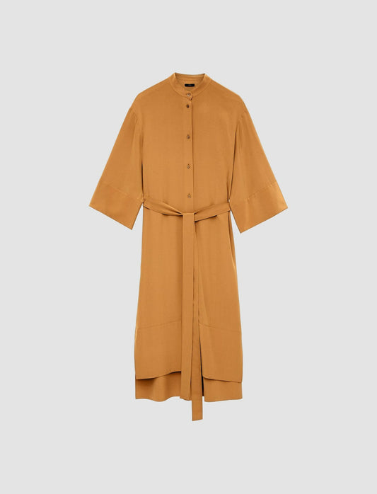 JOSEPH Fashion Women Darius Crepe de Soie Silk Dress Clay