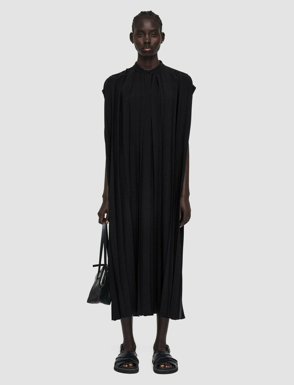 JOSEPH Fashion Women Davidge Airy Plissé Dress Black