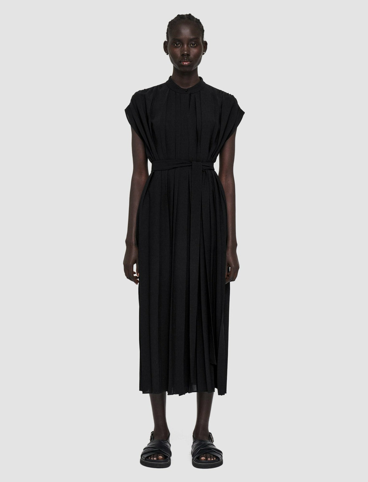 JOSEPH Fashion Women Davidge Airy Plissé Dress Black