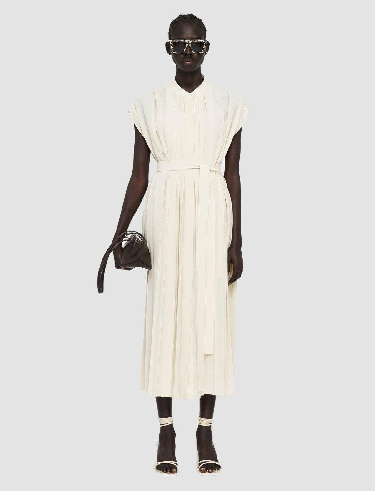 JOSEPH Fashion Women Davidge Airy Plissé Dress Papyrus