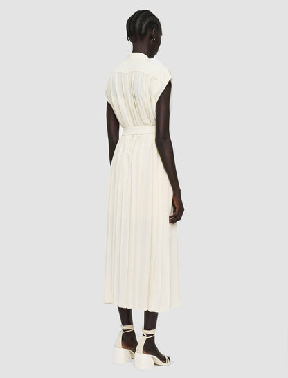 JOSEPH Fashion Women Davidge Airy Plissé Dress Papyrus