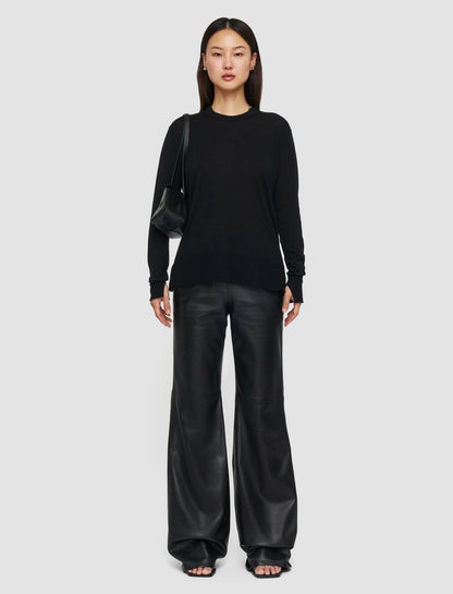 JOSEPH Fashion Women Super Fine Merino Silk Round Neck Jumper Black