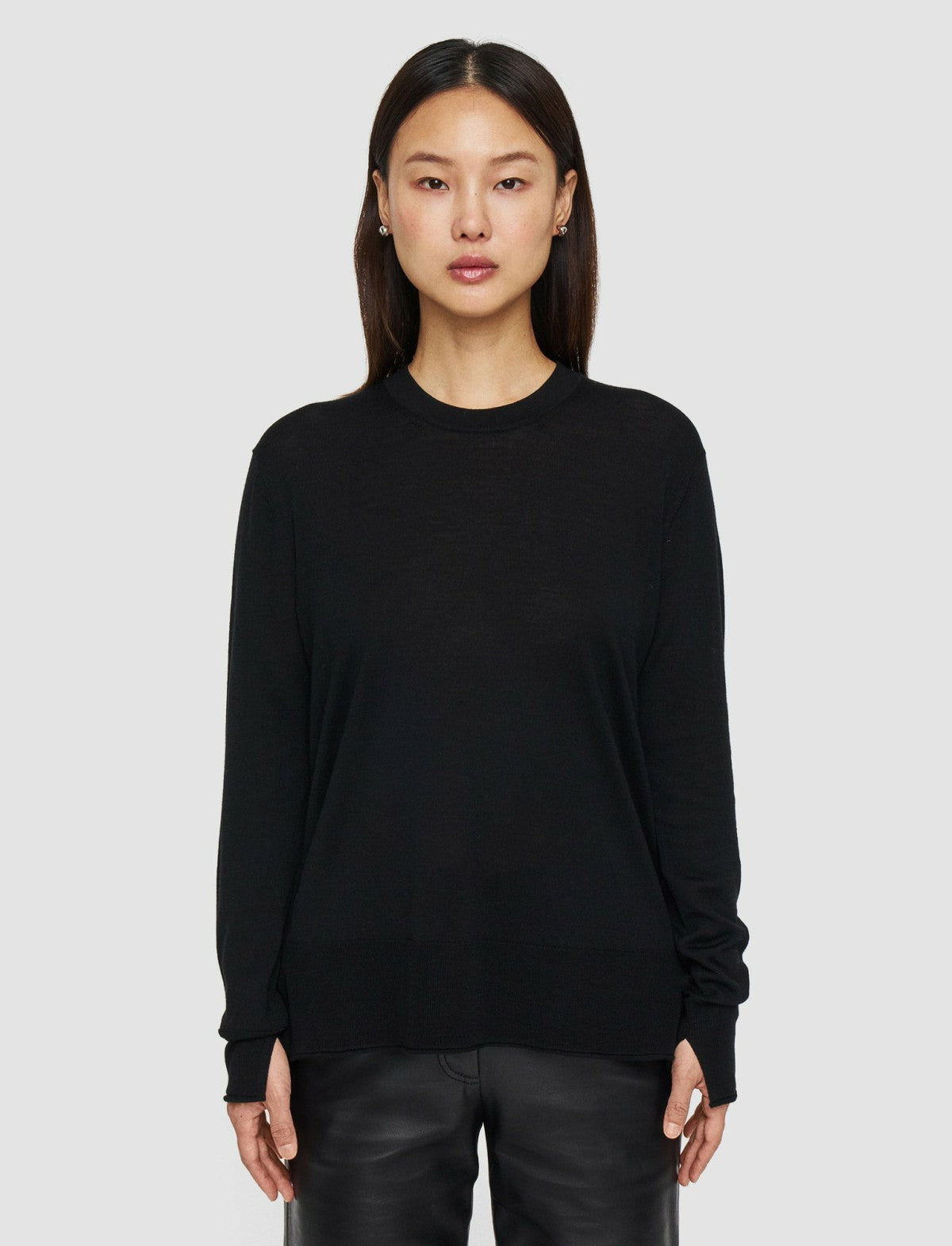 JOSEPH Fashion Women Super Fine Merino Silk Round Neck Jumper Black