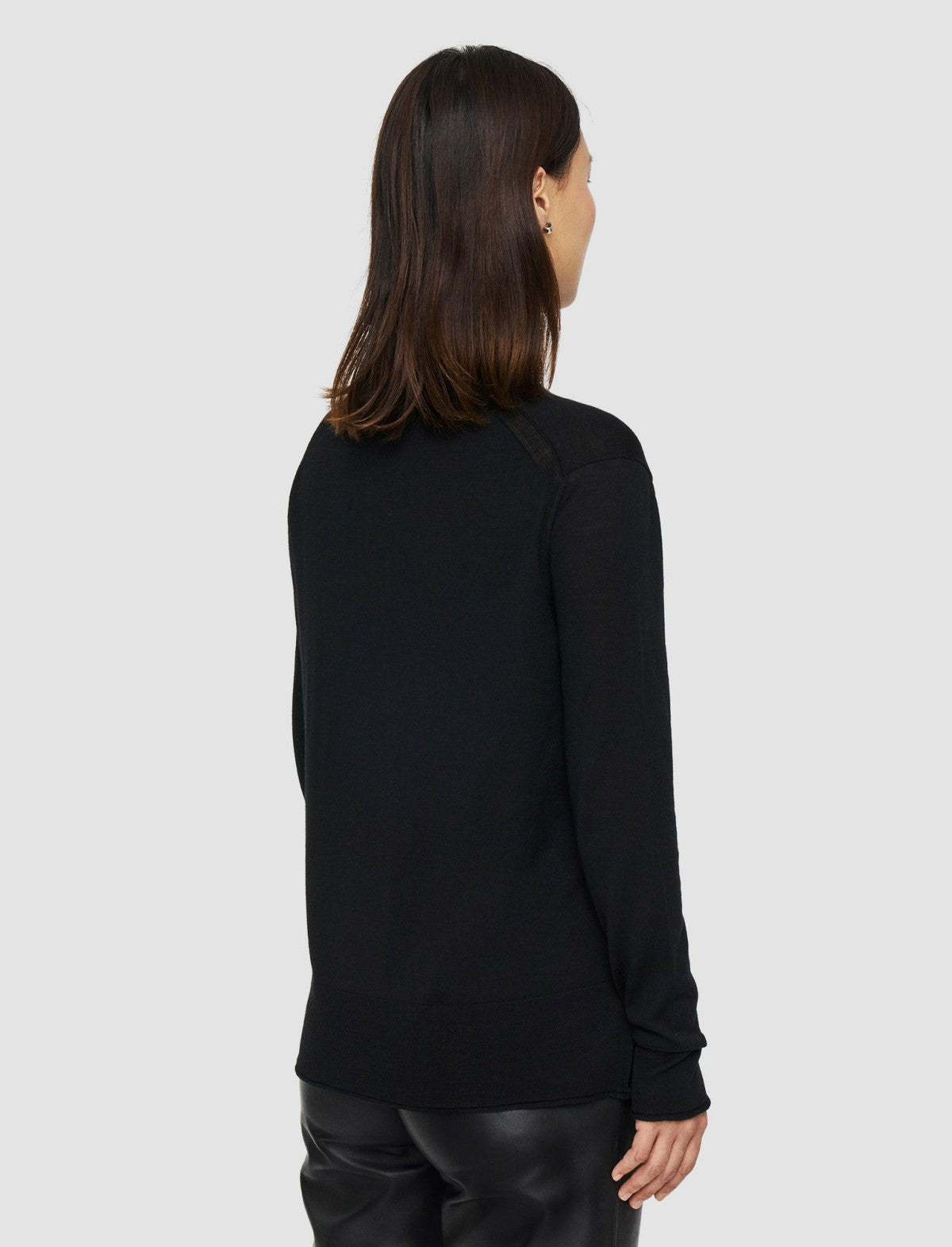 JOSEPH Fashion Women Super Fine Merino Silk Round Neck Jumper Black