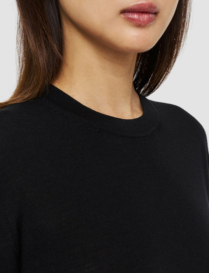 JOSEPH Fashion Women Super Fine Merino Silk Round Neck Jumper Black