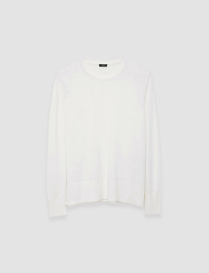 JOSEPH Fashion Women Super Fine Merino Silk Round Neck Jumper Oyster White