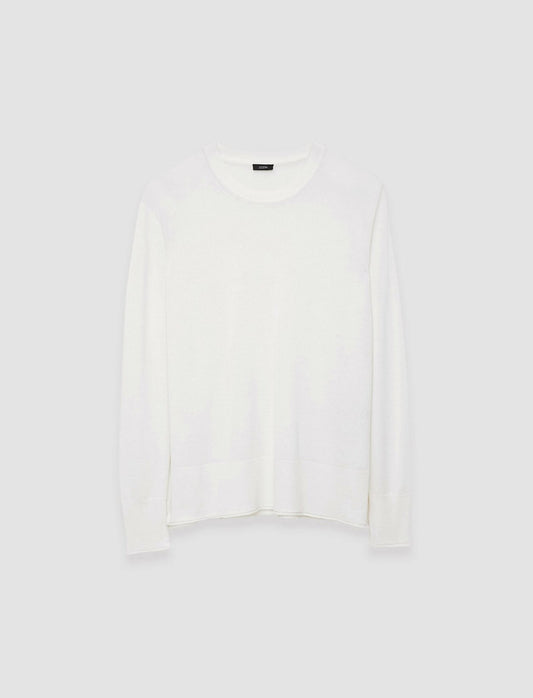 JOSEPH Fashion Women Super Fine Merino Silk Round Neck Jumper Oyster White