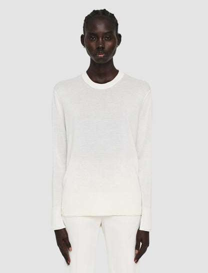 JOSEPH Fashion Women Super Fine Merino Silk Round Neck Jumper Oyster White