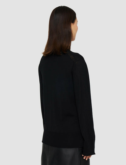 JOSEPH Fashion Women Super Fine Merino Silk V Neck Jumper Black