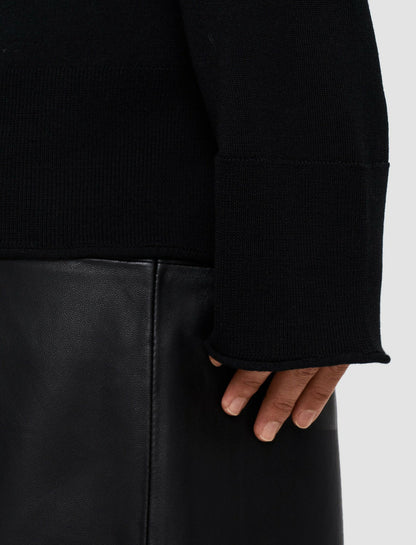 JOSEPH Fashion Women Super Fine Merino Silk V Neck Jumper Black