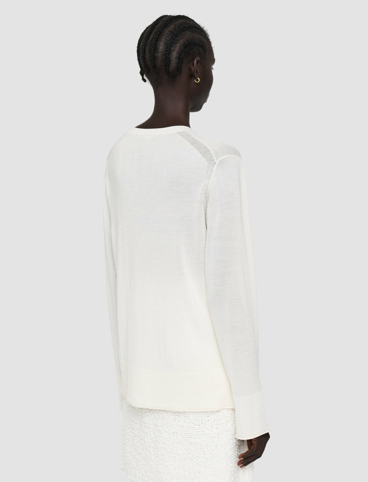 JOSEPH Fashion Women Super Fine Merino Silk V Neck Jumper Oyster White