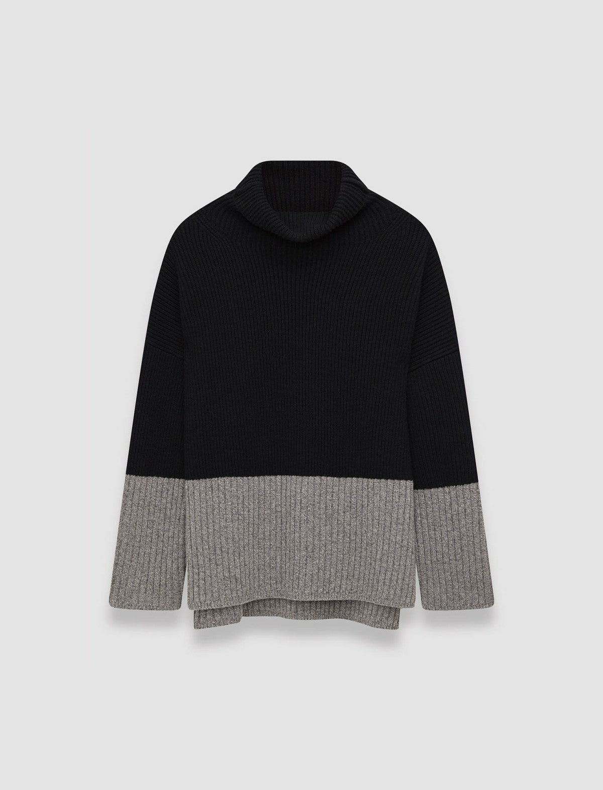 JOSEPH Fashion Women Colour Block High Neck Jumper Black/Grey
