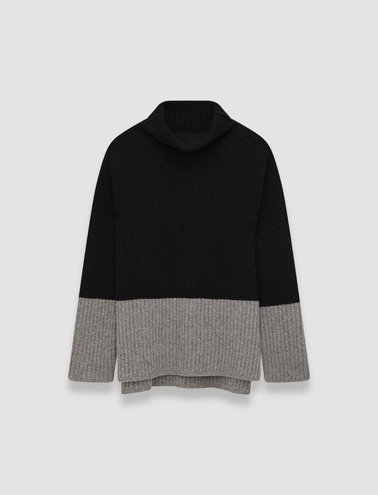 JOSEPH Fashion Women Colour Block High Neck Jumper Black/Grey