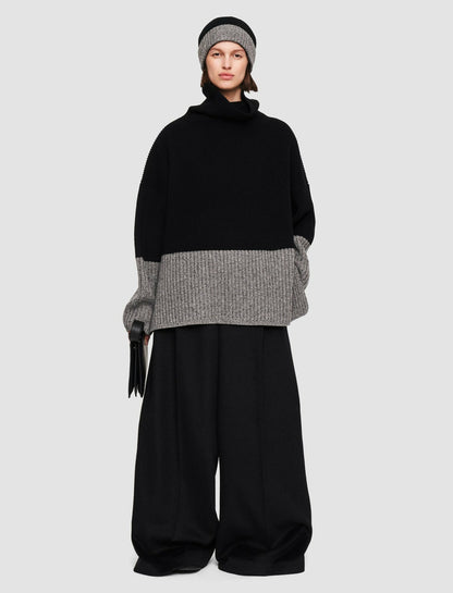 JOSEPH Fashion Women Colour Block High Neck Jumper Black/Grey