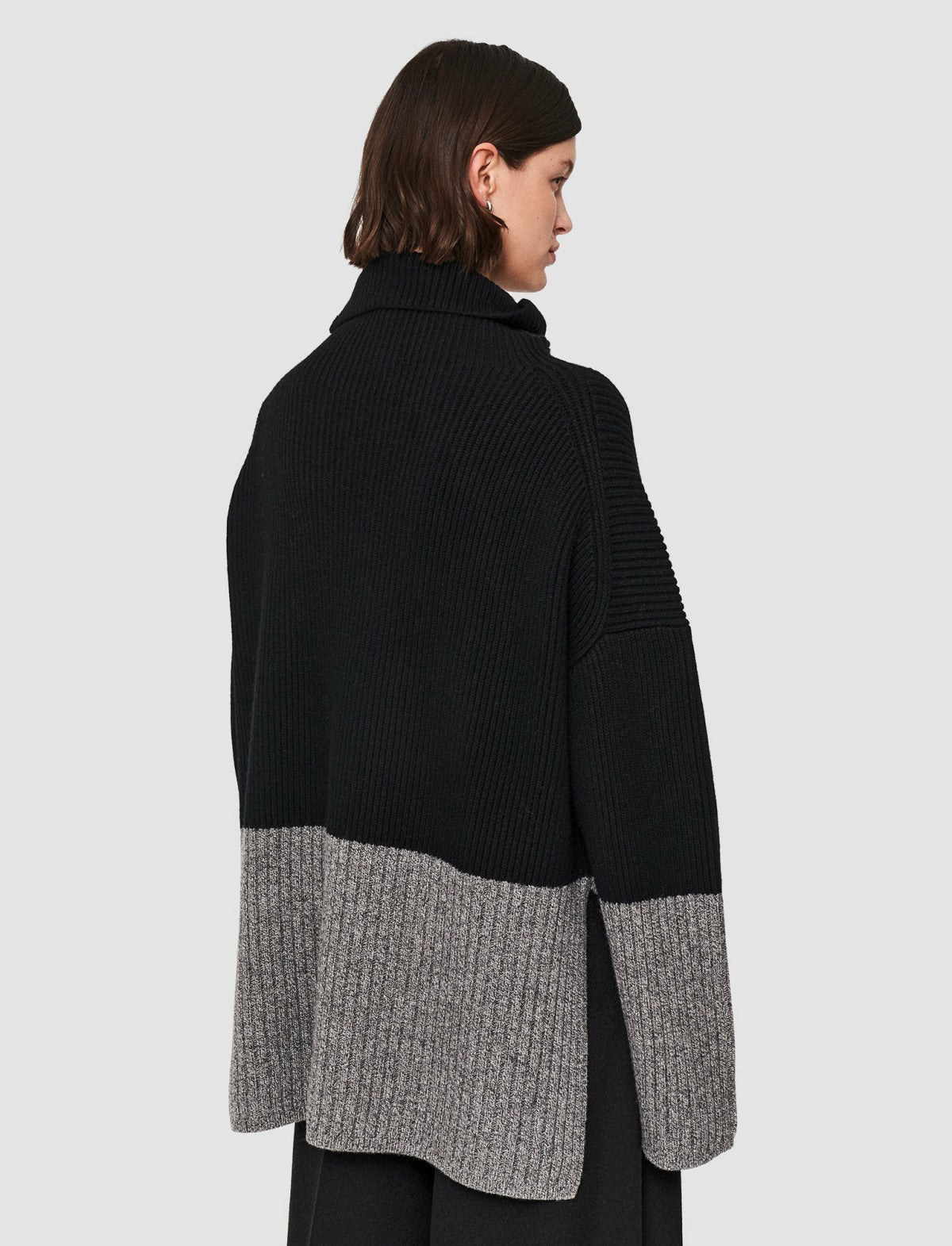 JOSEPH Fashion Women Colour Block High Neck Jumper Black/Grey