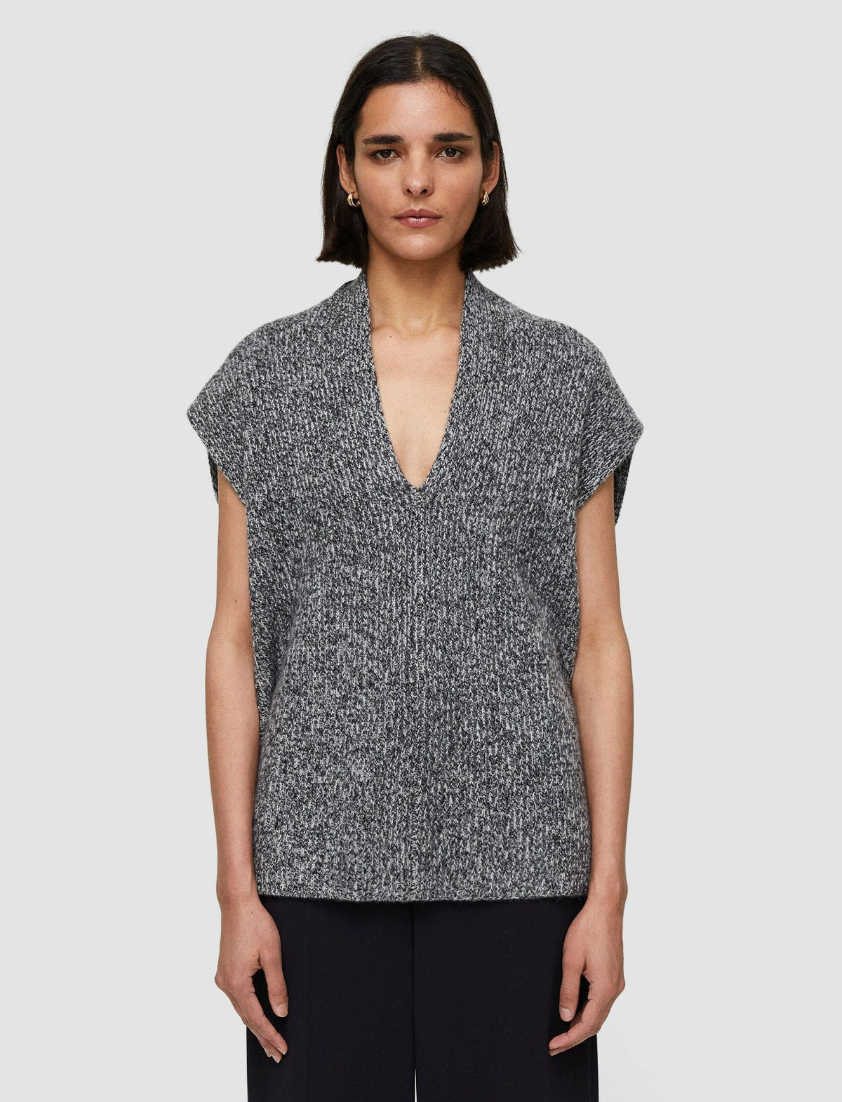 JOSEPH Fashion Women Luxe Cashmere Vest Black Melange