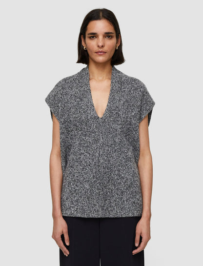 JOSEPH Fashion Women Luxe Cashmere Vest Black Melange