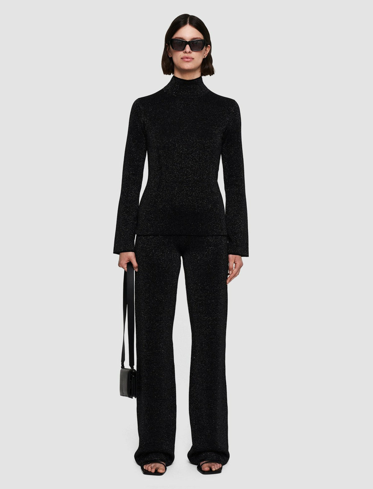 JOSEPH Fashion Women Double Face Lurex Merino Top Black