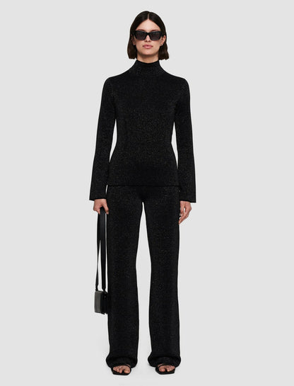 JOSEPH Fashion Women Double Face Lurex Merino Top Black