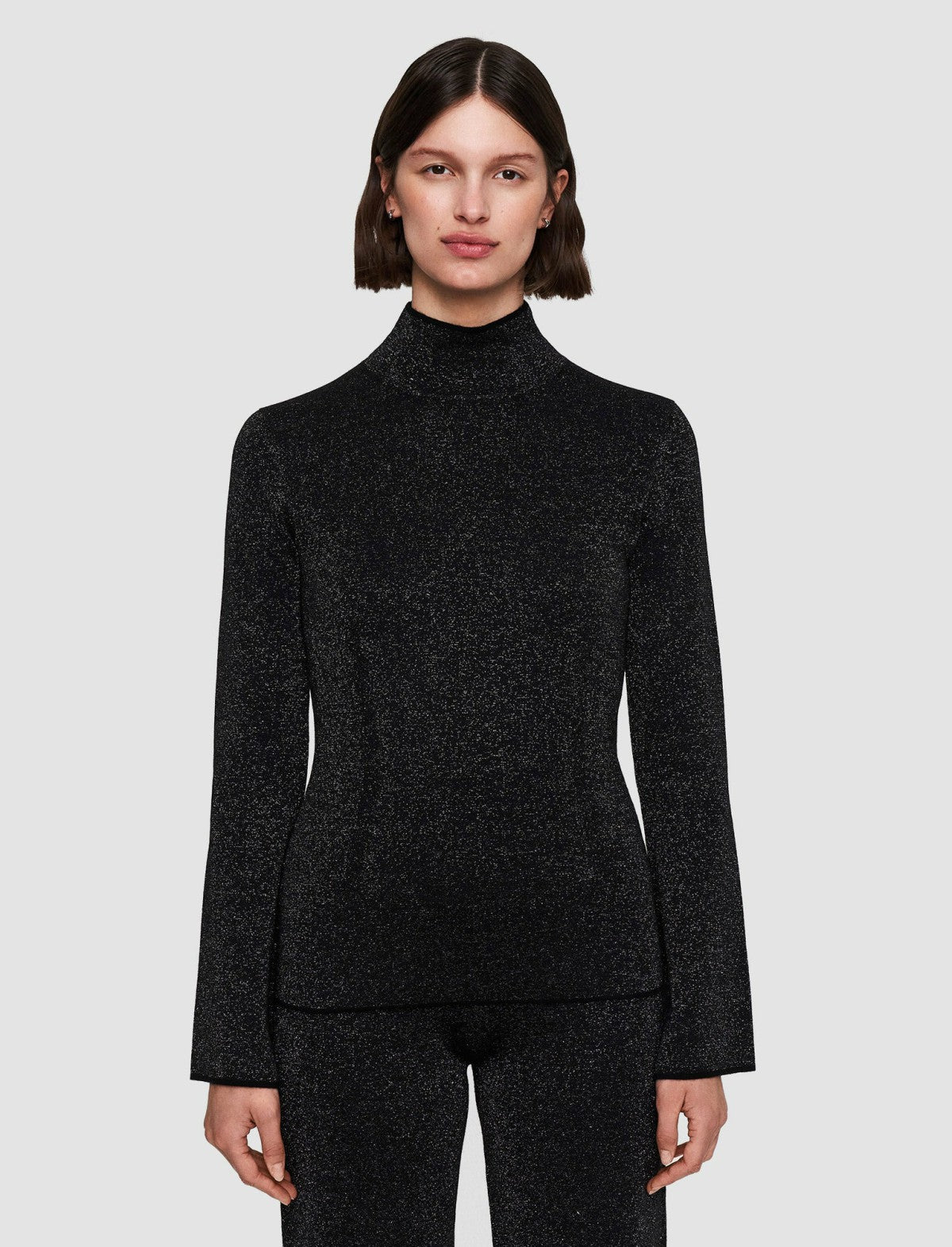 JOSEPH Fashion Women Double Face Lurex Merino Top Black