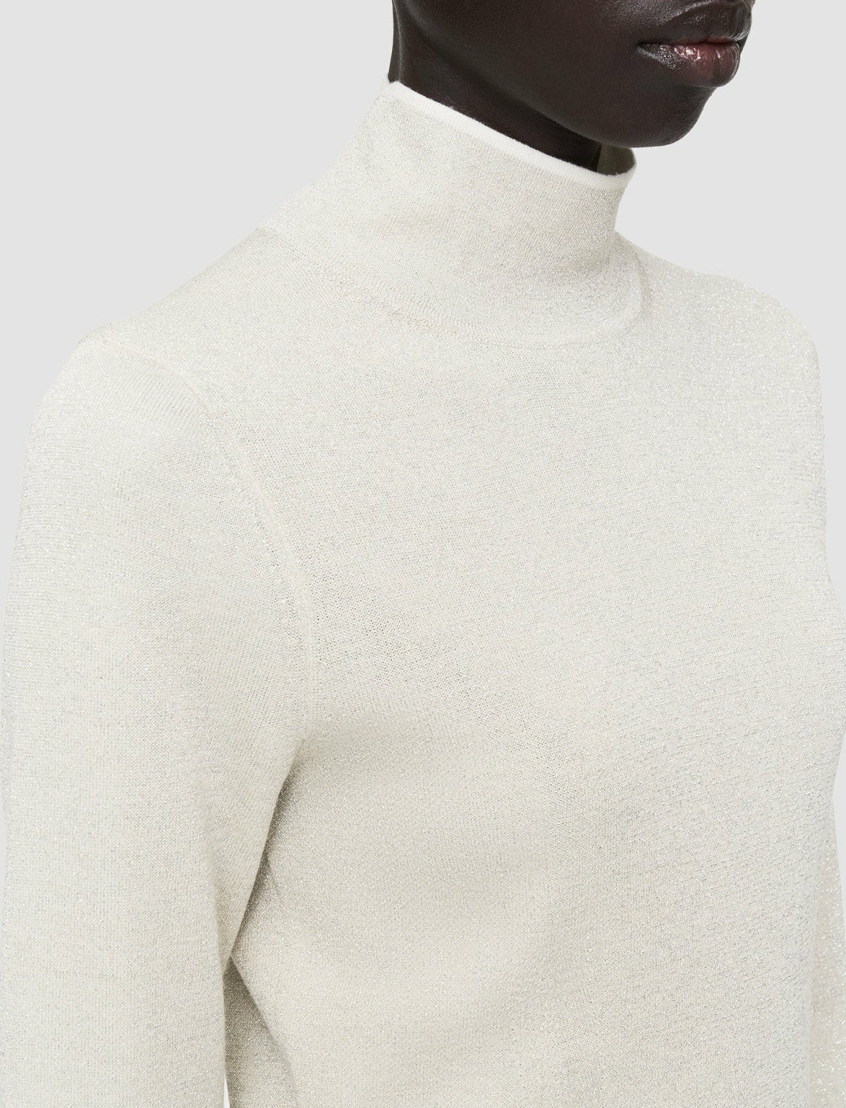 JOSEPH Fashion Women Double Face Lurex Merino Top Ivory