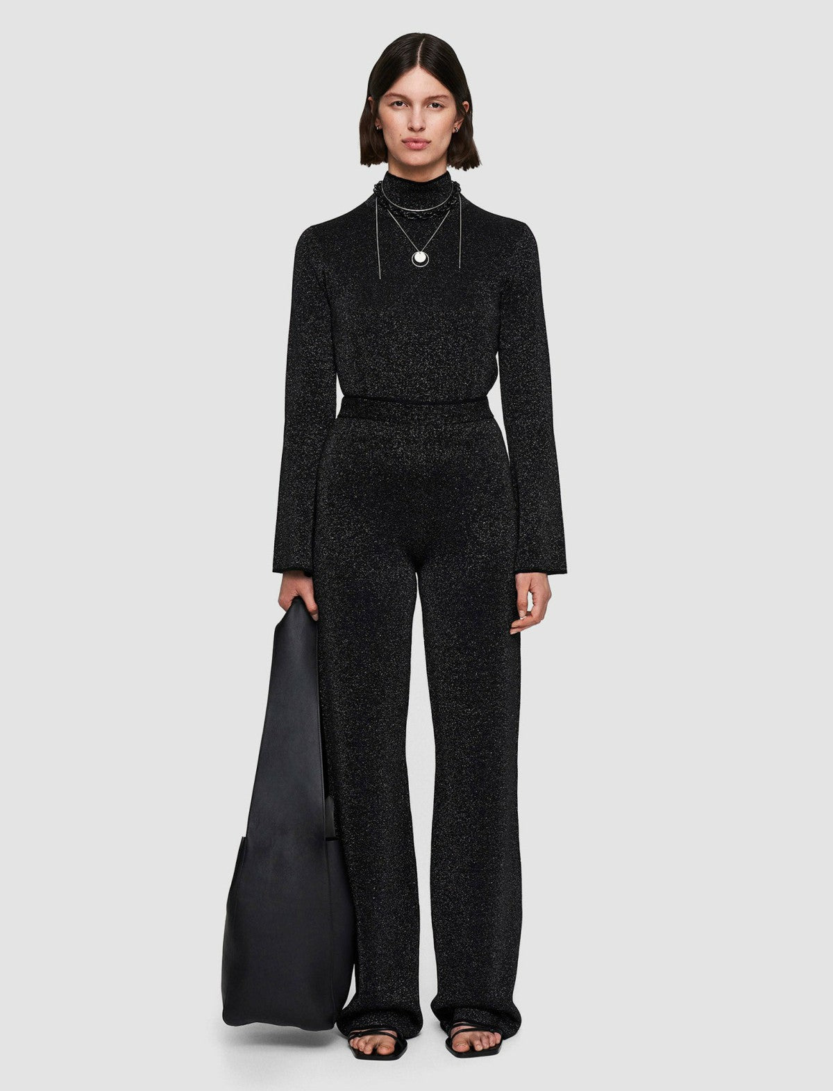 JOSEPH Fashion Women Double Face Lurex Merino Trousers Black