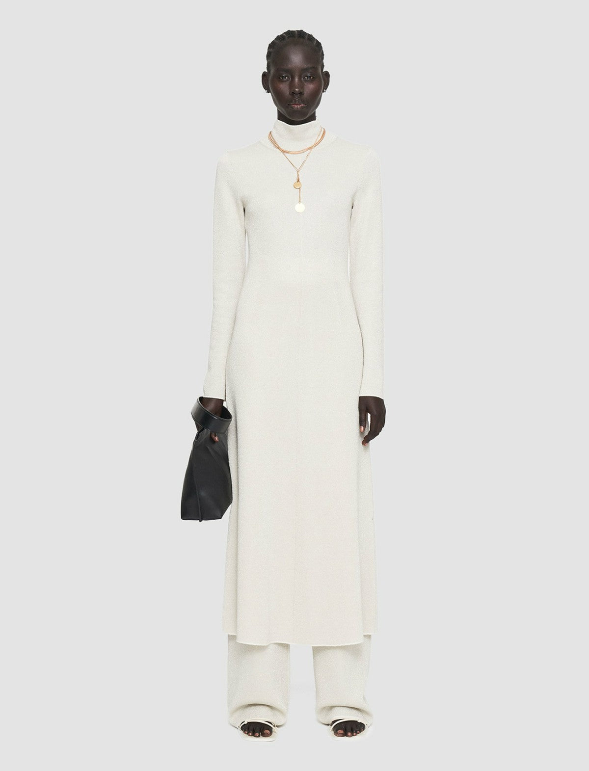 JOSEPH Fashion Women Double Face Lurex Merino Dress Ivory