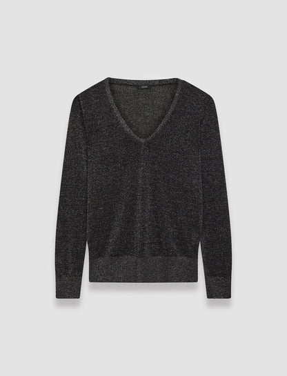 JOSEPH Fashion Women Lurex Knit V Neck Jumper Black
