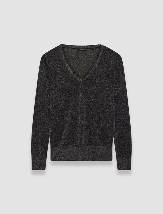 JOSEPH Fashion Women Lurex Knit V Neck Jumper Black