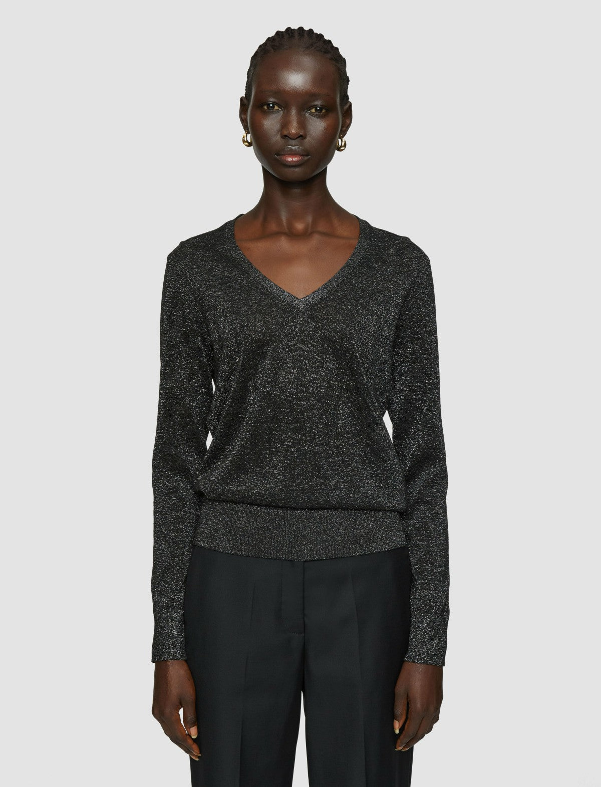 JOSEPH Fashion Women Lurex Knit V Neck Jumper Black