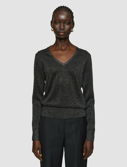 JOSEPH Fashion Women Lurex Knit V Neck Jumper Black