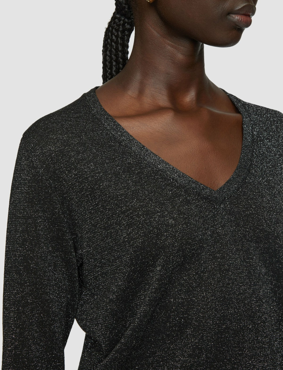 JOSEPH Fashion Women Lurex Knit V Neck Jumper Black