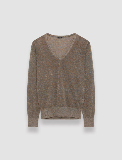 JOSEPH Fashion Women Lurex Knit V Neck Jumper Metallic Spark