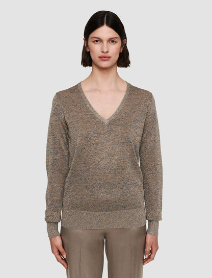 JOSEPH Fashion Women Lurex Knit V Neck Jumper Metallic Spark