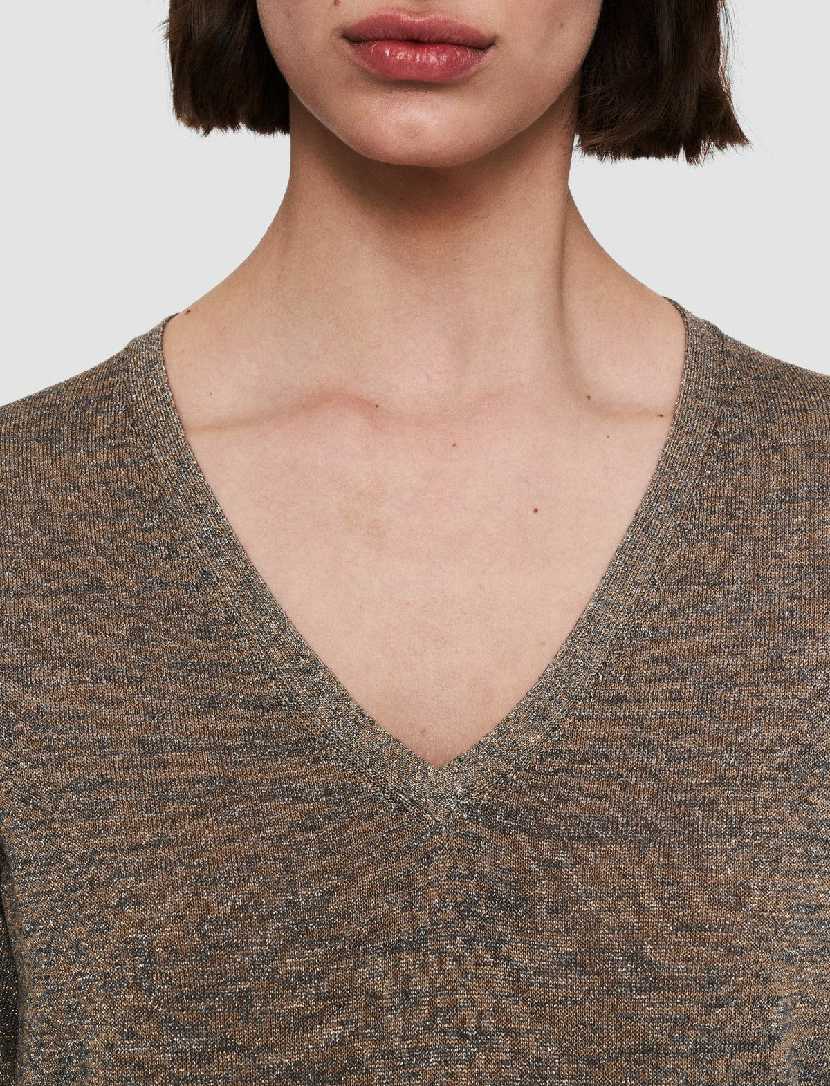 JOSEPH Fashion Women Lurex Knit V Neck Jumper Metallic Spark